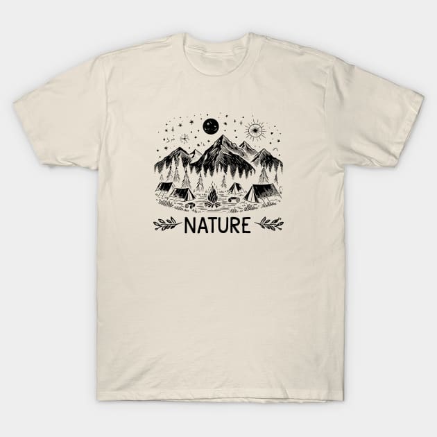 night view in the mountain camping area V2 T-Shirt by Yaydsign